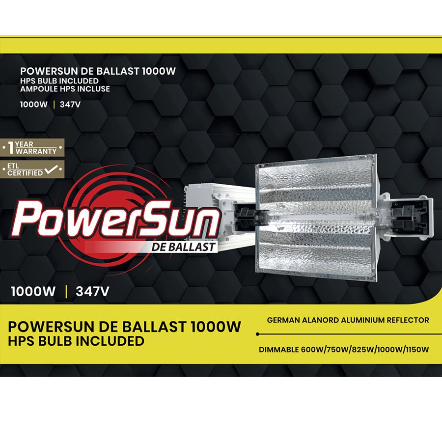 POWERSUN DE BALLAST 1000W 347V HPS BULB INCLUDED 1